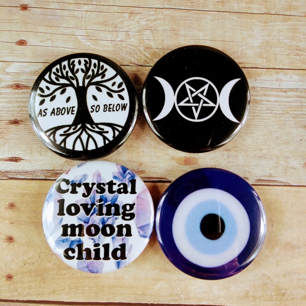 4pc Magnet Set New Age Wiccan Crystal Lover